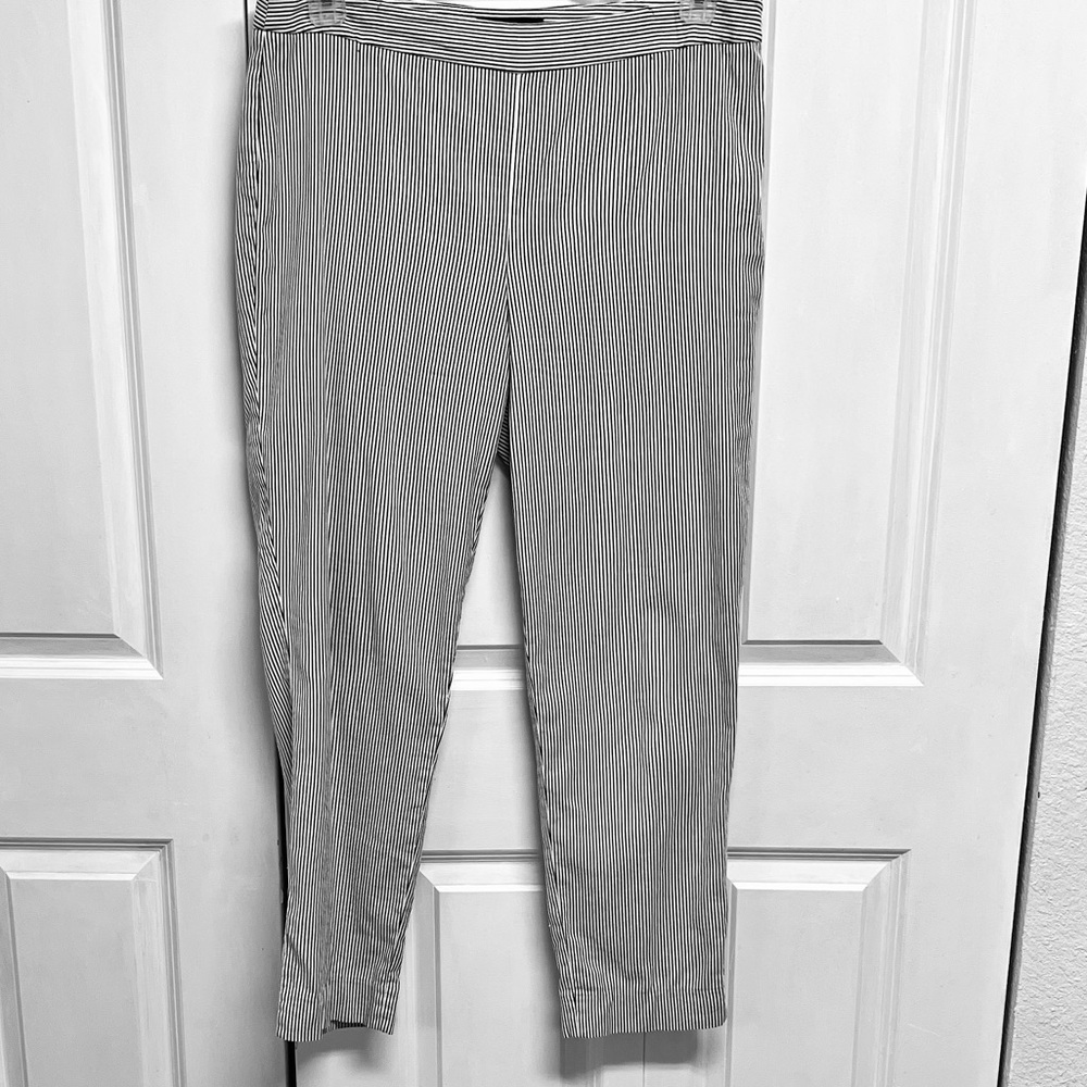 Talbots Chatham Black White Pinstripe Chinos Pants Size 12
